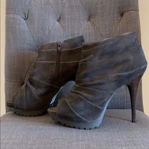 Miss Sixty Dark Brown Distressed Suede Booties